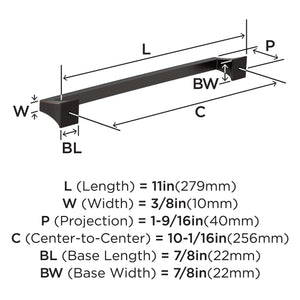Amerock BP53536ORB Oil Rubbed Bronze Cabinet Pull 10-1/16 in (256 mm) Center-to-Center Cabinet Handle Mulholland Drawer Pull Kitchen Cabinet Handle Furniture Hardware