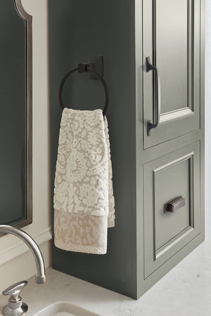 Amerock BH36012ORB Oil Rubbed Bronze Towel Ring 7-7/16 in (189 mm) Length Towel Holder Highland Ridge Hand Towel Holder for Bathroom Wall Small Kitchen Towel Holder Bath Accessories