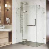 VIGO 30 in. x 38 in. x 73 in. Monteray Frameless Hinged Rectangle Shower Enclosure with Clear 0.38" Tempered Glass and Hardware in Brushed Nickel Finish with Reversible Handle - VG6011BNCL40