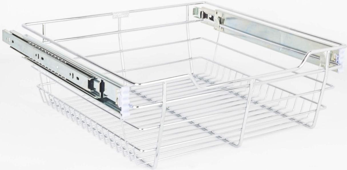 Hardware Resources POB1-14176CH Chrome Closet Pullout Basket with Slides 14"D x 17"W x 6"H