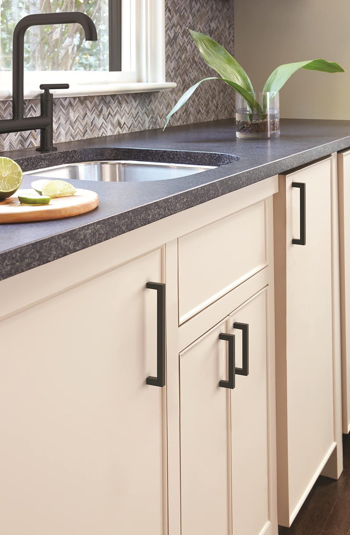 Amerock Cabinet Pull Matte Black 5-1/16 inch (128 mm) Center-to-Center Monument 1 Pack Drawer Pull Drawer Handle Cabinet Hardware