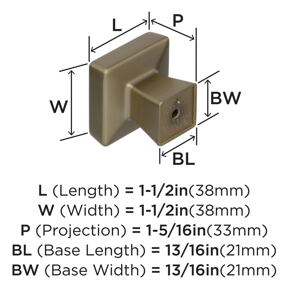 Amerock Cabinet Knob Golden Champagne 1-1/2 inch (38 mm) Length Blackrock 1 Pack Drawer Knob Cabinet Hardware
