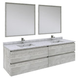 Fresca FVN31-3636ASH Fresca Formosa 72" Wall Hung Double Sink Modern Bathroom Vanity w/ Mirrors in Ash