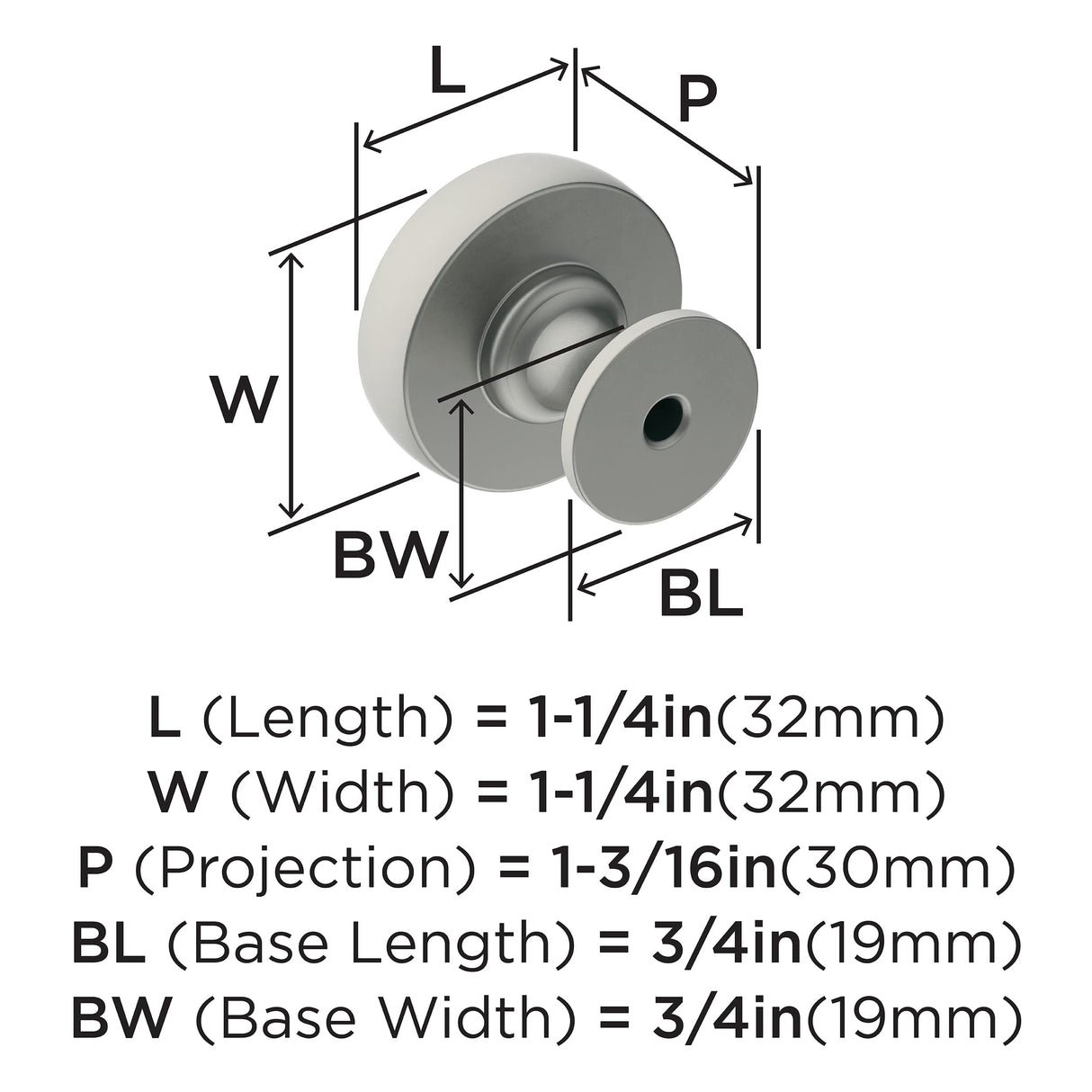 Amerock Cabinet Knob Satin Nickel 1-1/4 inch (32 mm) Diameter Winsome 1 Pack Drawer Knob Cabinet Hardware