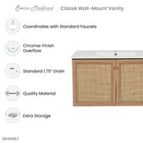 Classe 36" Wall-Mounted Bathroom Vanity in Oak