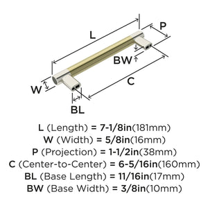 Amerock Cabinet Pull Polished Nickel/Golden Champagne 6-5/16 inch (160 mm) Center-to-Center Esquire 1 Pack Drawer Pull Drawer Handle Cabinet Hardware
