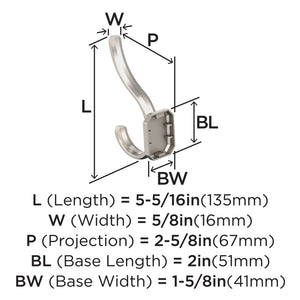 Amerock HBX36693G10 Granlyn Double Prong Decorative Wall Hook Satin Nickel Hook for Coats, Hats, Backpacks, Bags Hooks for Bathroom, Bedroom, Closet, Entryway, Laundry Room, Office