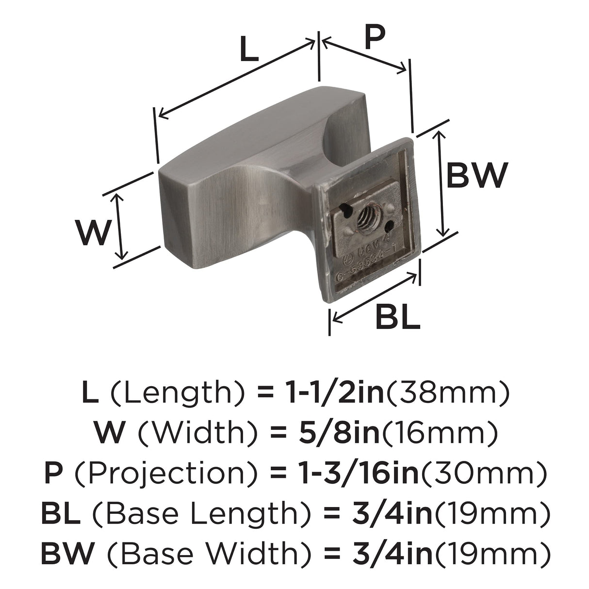 Amerock Cabinet Knob Satin Nickel 1-1/2 inch (38 mm) Length Mulholland 1 Pack Drawer Knob Cabinet Hardware