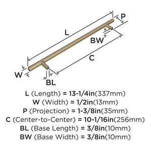 Amerock Cabinet Pull Golden Champagne 10-1/16 inch (256 mm) Center to Center Bar Pulls 1 Pack Drawer Pull Drawer Handle Cabinet Hardware