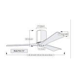 Matthews Fan IR3H-BRBR-WA-60 Irene-3H three-blade flush mount paddle fan in Brushed Brass finish with 60” solid walnut tone blades. 