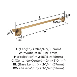 Amerock BH36094CZ Champagne Bronze Towel Bar 24 in (610 mm) Towel Rack Stature Bathroom Towel Holder Bathroom Hardware Bath Accessories