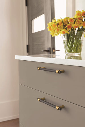 Amerock Cabinet Pull Matte Black/Champagne Bronze 5-1/16 inch (128 mm) Center-to-Center Mergence 1 Pack Drawer Pull Cabinet Handle Cabinet Hardware