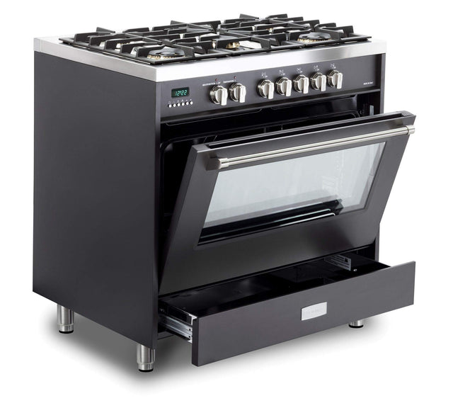 Verona VDFSGE365E Designer 36" Dual Fuel Single Oven Range - Matte Black