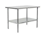 John Boos ST6-3030GSK Stallion Stainless Steel Flat Top Work Table with Adjustable Glavanized Lower Shelf and Legs, 30" Length x Width