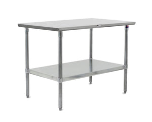 John Boos ST6-3060GSK Stallion Stainless Steel Flat Top Work Table with Adjustable Glavanized Lower Shelf and Legs, 60