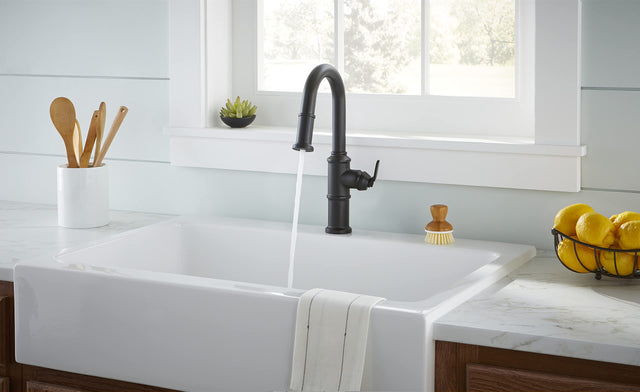 Gerber D150537BS Satin Black Kinzie Single Handle Pull-down Prep Faucet