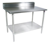 John Boos ST4R5-3648GSK 14 Gauge Stainless Steel Work Table with 5" Rear Riser, Galvanized Base and Shelf, 48" x 36"