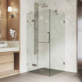 VIGO 36 in. x 48 in. x 79 in. Monteray Frameless Hinged Rectangle Shower Enclosure with Clear 0.38" Tempered Glass and Hardware in Brushed Nickel Finish with Left Handle and Base - VG6011BNCL36WR