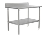 John Boos ST6R5-2448SSK Stallion Stainless Steel 5" Riser Top Work Table with Adjustable Lower Shelf and Legs, Top, 48" Length x 24" Width