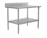 John Boos ST6R5-3030SSK Stallion Stainless Steel 5" Riser Top Work Table with Adjustable Lower Shelf and Legs, Top, 30" Length x Width