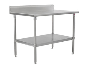 John Boos ST6R5-2436SSK Stallion Stainless Steel 5" Riser Top Work Table with Adjustable Lower Shelf and Legs, Top, 36" Length x 24" Width