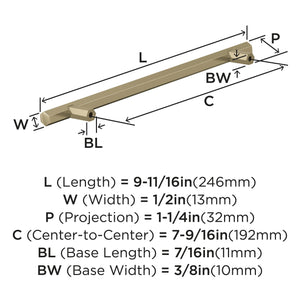 Amerock Cabinet Pull Golden Champagne 7-9/16 in (192 mm) Center-to-Center Drawer Pull Caliber Kitchen and Bath Hardware Furniture Hardware