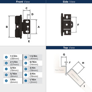 Amerock Cabinet Hinge 3/4 inch (19 mm) Door Thickness Hinge Oil Rubbed Bronze 1 Pack Non Self-Closing Hinge Full Wrap Hinge Cabinet Door Hinge