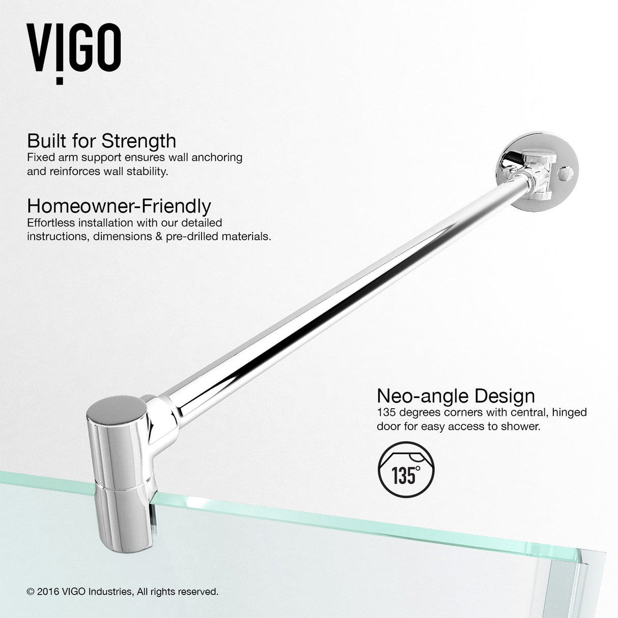 VIGO VG6061CHCL38W 38.13" -38.13" W -78.75" H Frameless Hinged Neo-angle Shower Enclosure with Clear 0.38" Tempered Glass and Stainless Steel Hardware in Chrome Finish with Reversible Handle and Base