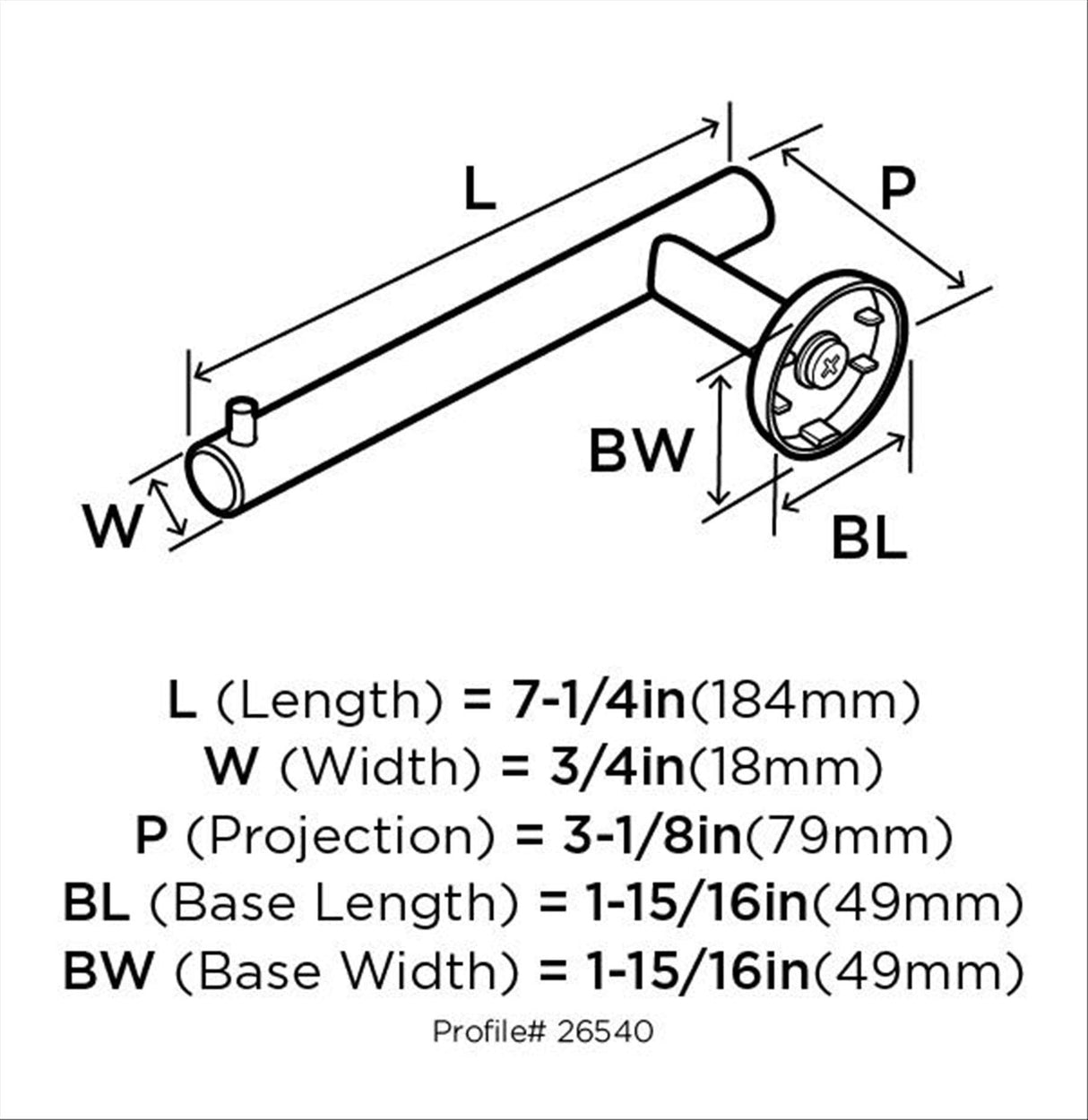 Amerock BH26540SS Stainless Steel Single Post Toilet Paper Holder 7-1/4 in. (184 mm) Length Toilet Tissue Holder Arrondi Bath Tissue Holder Bathroom Hardware Bath Accessories