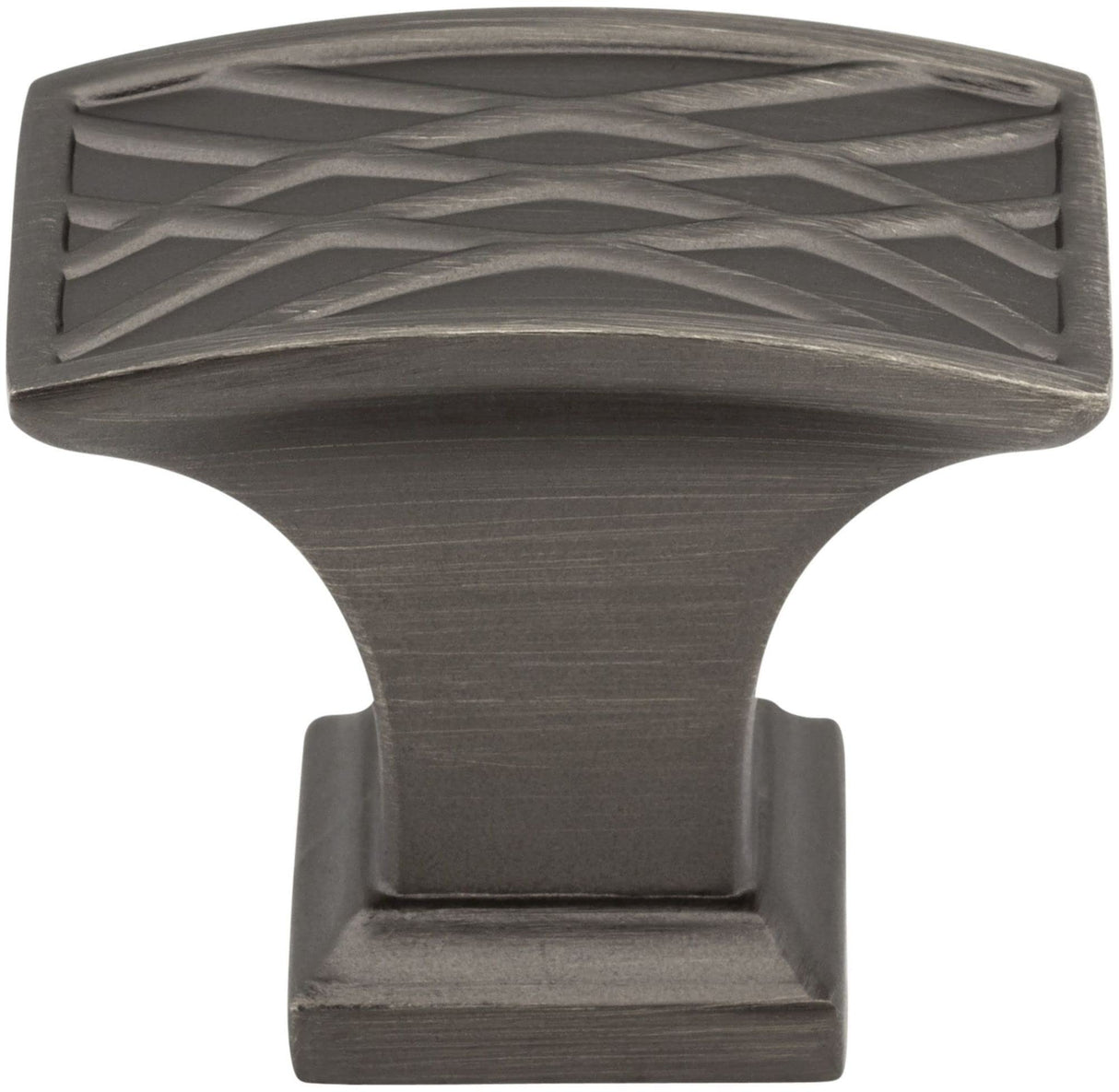 Jeffrey Alexander 535L-BNBDL 1-1/2" Overall Length Brushed Pewter Rectangle Geometric Pattern Aberdeen Cabinet Knob