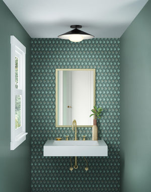 Kuzco FM22815-BK/WH CRUZ 15" FLUSH MOUNT BLACK OUTER WHITE INNER METAL SHADE 12W 120VAC WITH LED DRIVER 3000K 90CRI