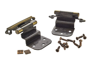 Amerock Cabinet Hinge 3/8 inch (10 mm) Inset Hinge Antique Brass 2 Pack Self-Closing Hinge Face Mount Hinge Cabinet Door Hinge