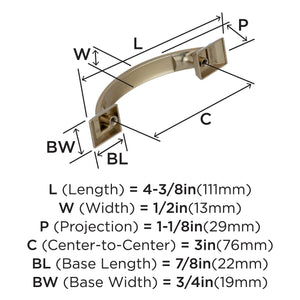 Amerock Cabinet Pull Golden Champagne 3 inch (76 mm) Center to Center Candler 1 Pack Drawer Pull Drawer Handle Cabinet Hardware