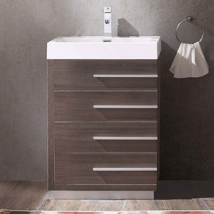 Fresca FCB8024BW-I Fresca Livello 24" Black Modern Bathroom Cabinet w/ Integrated Sink