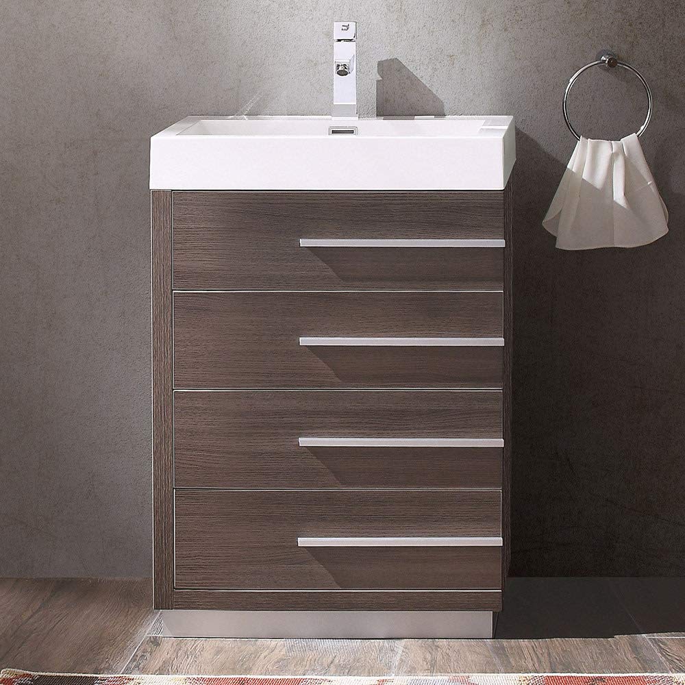 Fresca FCB8024WH-I Fresca Livello 24" White Modern Bathroom Cabinet w/ Integrated Sink