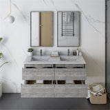 Fresca FVN31-2424ASH Fresca Formosa 48" Wall Hung Double Sink Modern Bathroom Vanity w/ Mirrors in Ash