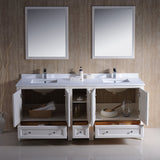 Fresca FVN20-301230AW Fresca Oxford 72" Antique White Traditional Double Sink Bathroom Vanity