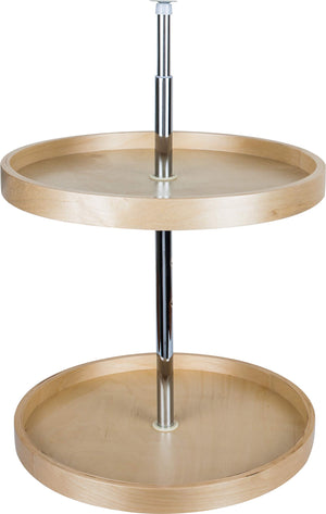 Hardware Resources BLSR218-SET 18" Round Two-Shelf Banded Wood Lazy Susan Set