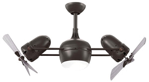 Matthews Fan DGLK-BK-WDBW Dagny 360° double-headed rotational ceiling fan with light kit in Matte Black finish with solid barn wood blades.