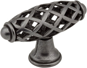 Jeffrey Alexander 749DACM 2-5/16" Overall Length Gun Metal Birdcage Tuscany Cabinet "T" Knob