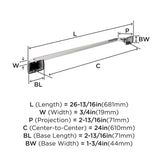 Amerock BH3601426 Chrome Towel Bar 24 in (610 mm) Towel Rack Highland Ridge Bathroom Towel Holder Bathroom Hardware Bath Accessories