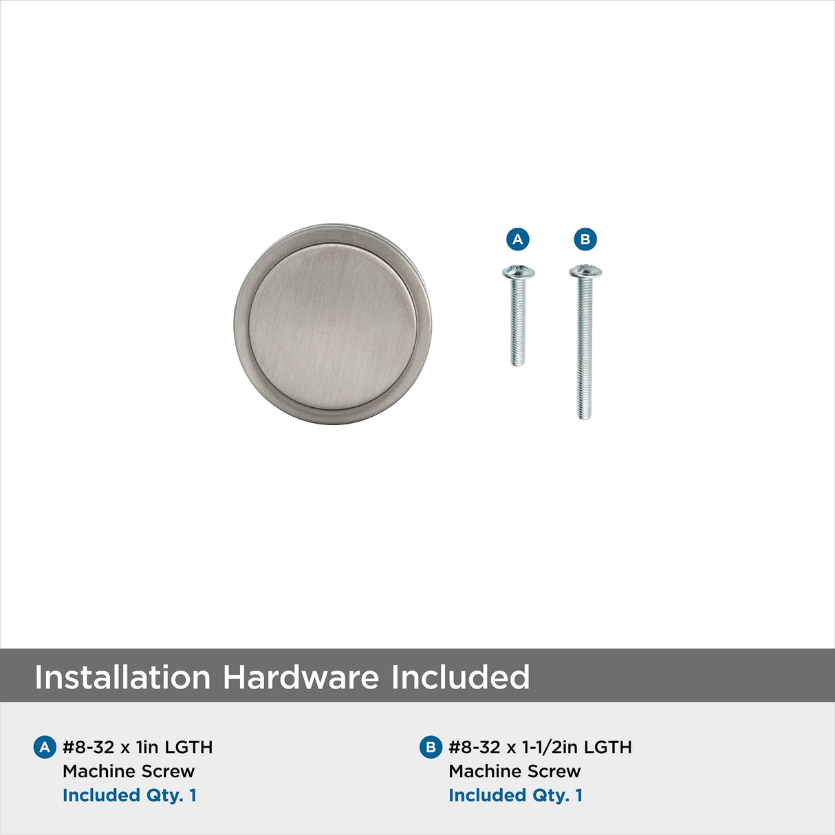 Amerock Cabinet Knob Satin Nickel 1-3/4 inch (44 mm) Diameter Oberon 1 Pack Drawer Knob Cabinet Hardware