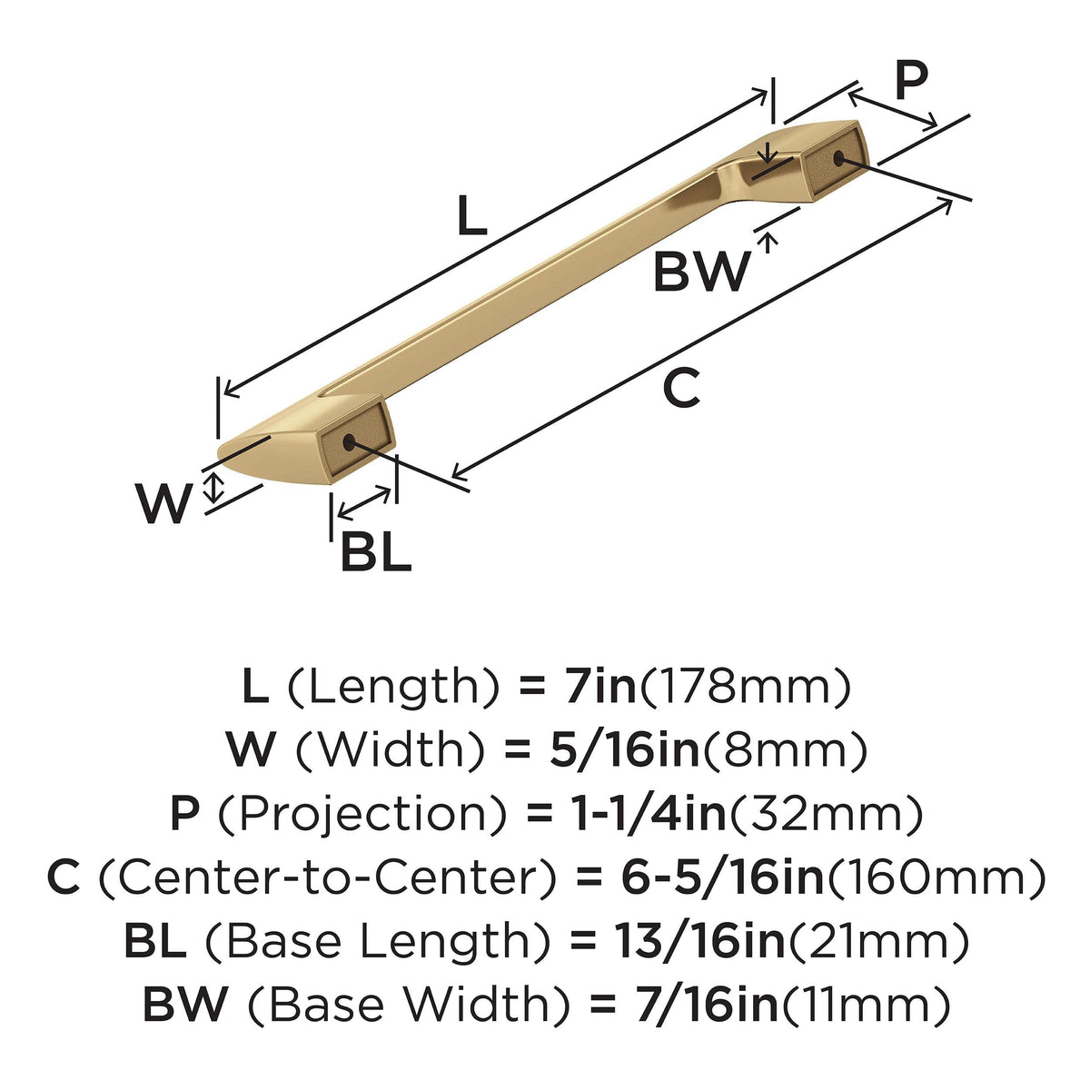 Amerock Cabinet Pull Champagne Bronze 6-5/16 in (160 mm) Center-to-Center Drawer Pull Riva Kitchen and Bath Hardware Furniture Hardware