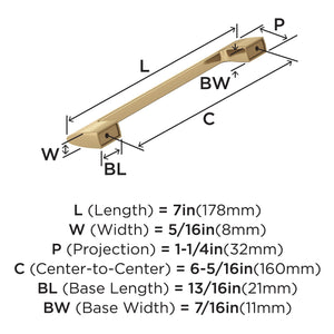 Amerock Cabinet Pull Champagne Bronze 6-5/16 in (160 mm) Center-to-Center Drawer Pull Riva Kitchen and Bath Hardware Furniture Hardware