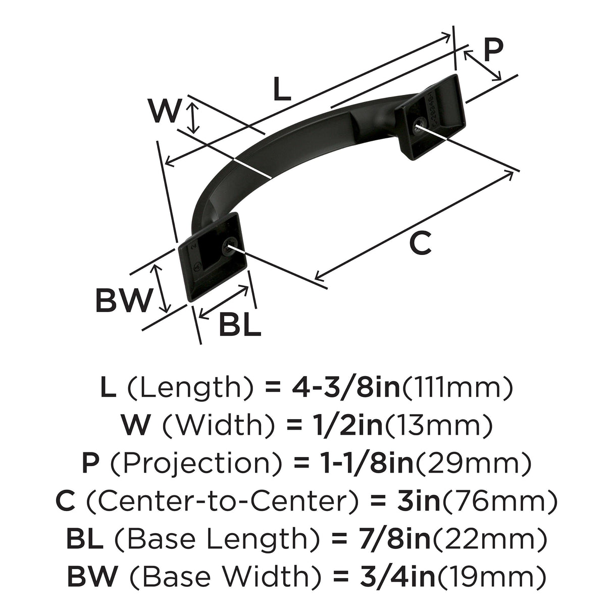 Amerock Cabinet Pull Black Bronze 3 inch (76 mm) Center to Center Candler 1 Pack Drawer Pull Drawer Handle Cabinet Hardware