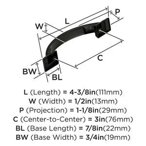 Amerock Cabinet Pull Black Bronze 3 inch (76 mm) Center to Center Candler 1 Pack Drawer Pull Drawer Handle Cabinet Hardware