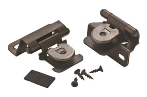 Amerock Single Demountable Cabinet Hinge 1/4 inch (6 mm) Overlay Hinge Oil Rubbed Bronze 2 Pack Self-Closing Hinge Cabinet Door Hinge
