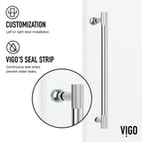 VIGO Adjustable 60-64" W x 76" H Elan Cass Aerodynamic Frameless Sliding Shower Door with Clear Tempered Glass, Reversible Door Handle and Stainless Steel Hardware in Stainless Steel-VG6044STCL6476