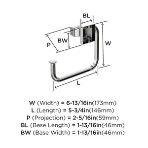 Amerock BH3602226 Chrome Towel Ring 5-3/4 in (146 mm) Length Towel Holder Mulholland Hand Towel Holder for Bathroom Wall Small Kitchen Towel Holder Bath Accessories