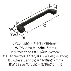 Amerock Cabinet Pull Oil Rubbed Bronze 6-5/16 inch (160 mm) Center to Center Blackrock 1 Pack Drawer Pull Drawer Handle Cabinet Hardware
